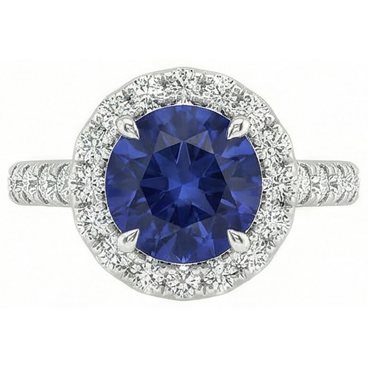 Belle Bague Tanzanite Bleue Avec Diamant Naturels Extraits des Mines ( et non cultivés en laboratoire ) 2.25 Carats Or Blanc 14K