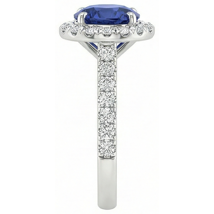 Belle Bague Tanzanite Bleue Avec Diamant Naturels Extraits des Mines ( et non cultivés en laboratoire ) 2.25 Carats Or Blanc 14K