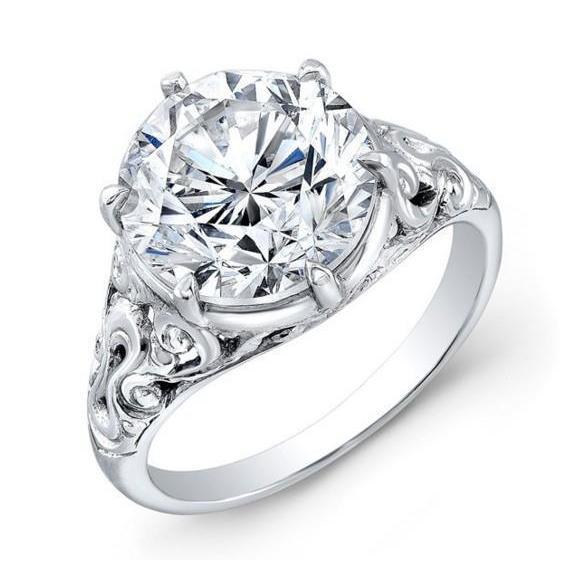 Belle Bague de Fiançailles Solitaire à 5 Carats De Réel Diamants 14K D'Or Blanc