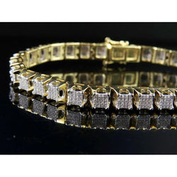 Belle Forme Ronde Réel Diamant Bracelet Pour Hommes 5,75 Carats 14K Or