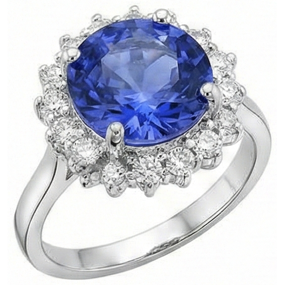 naturel round tanzanite 4carats bague angle de côté