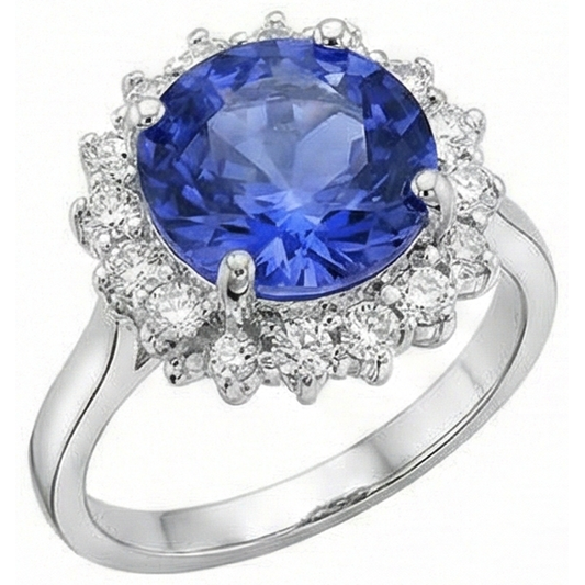 naturel round tanzanite 4carats bague angle de côté