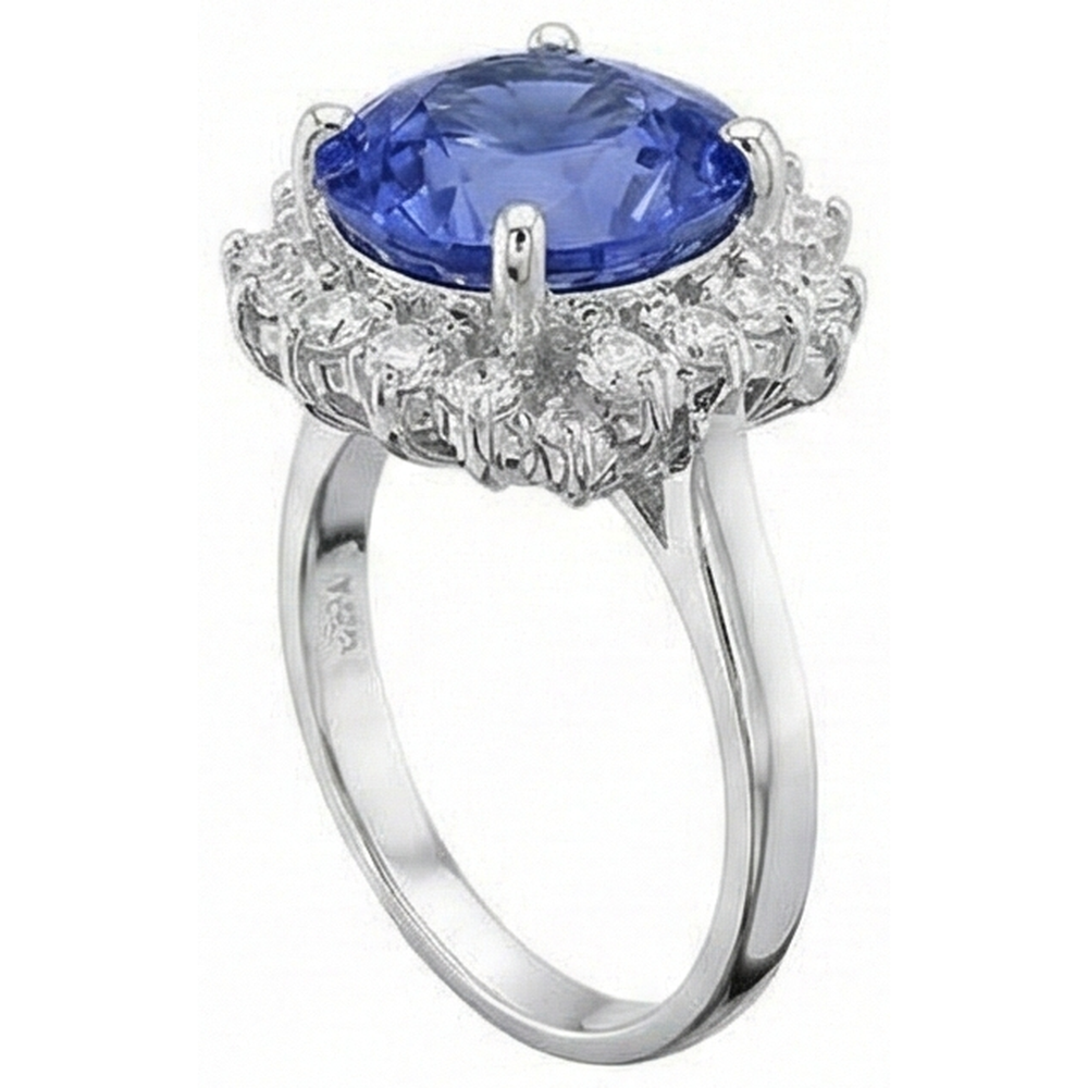 naturel round tanzanite 4carats bague détail rapproché