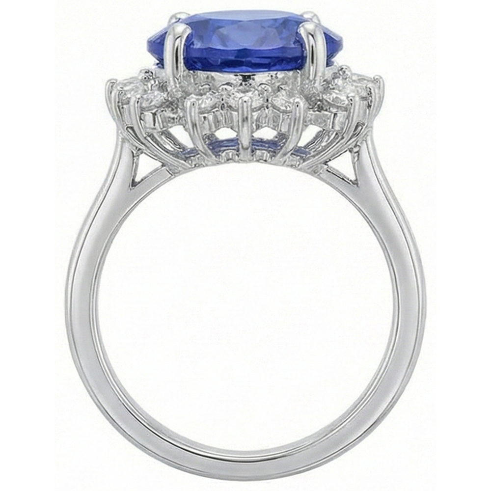 naturel round tanzanite 4carats bague vue de dessus