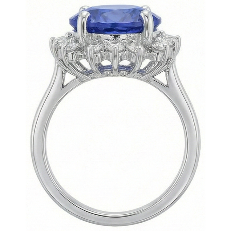 naturel round tanzanite 4carats bague vue de dessus