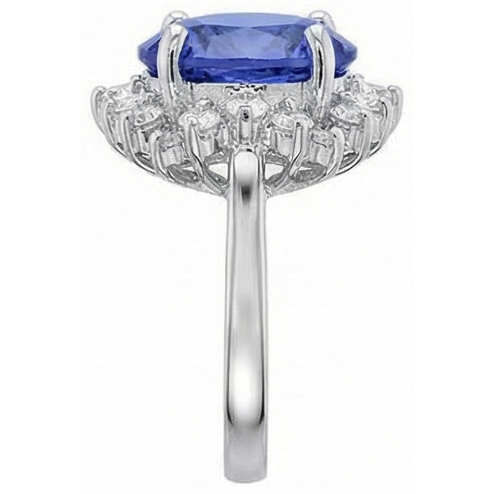 naturel round tanzanite 4carats bague vue de profil