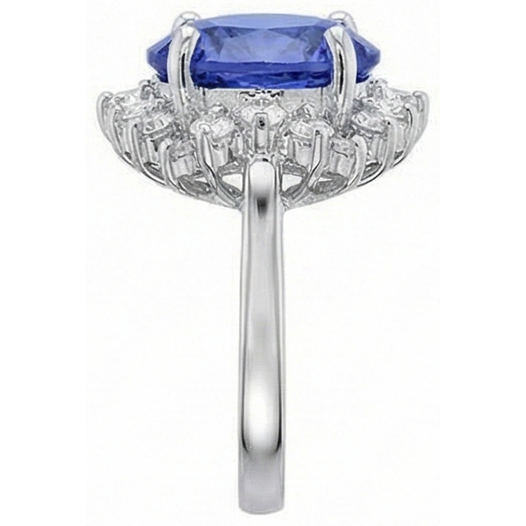 naturel round tanzanite 4carats bague vue de profil
