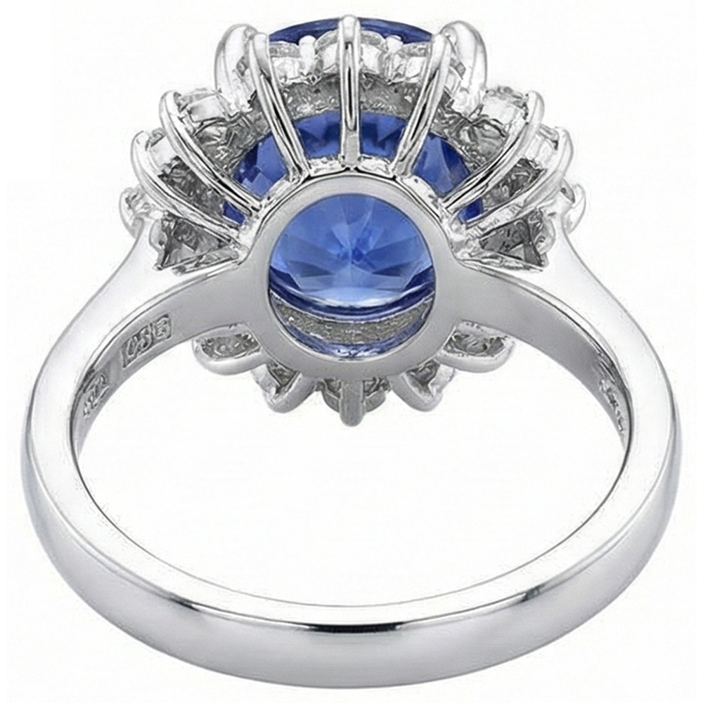 naturel round tanzanite 4carats bague sur blanc