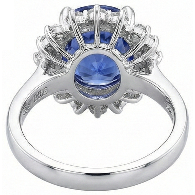 naturel round tanzanite 4carats bague sur blanc