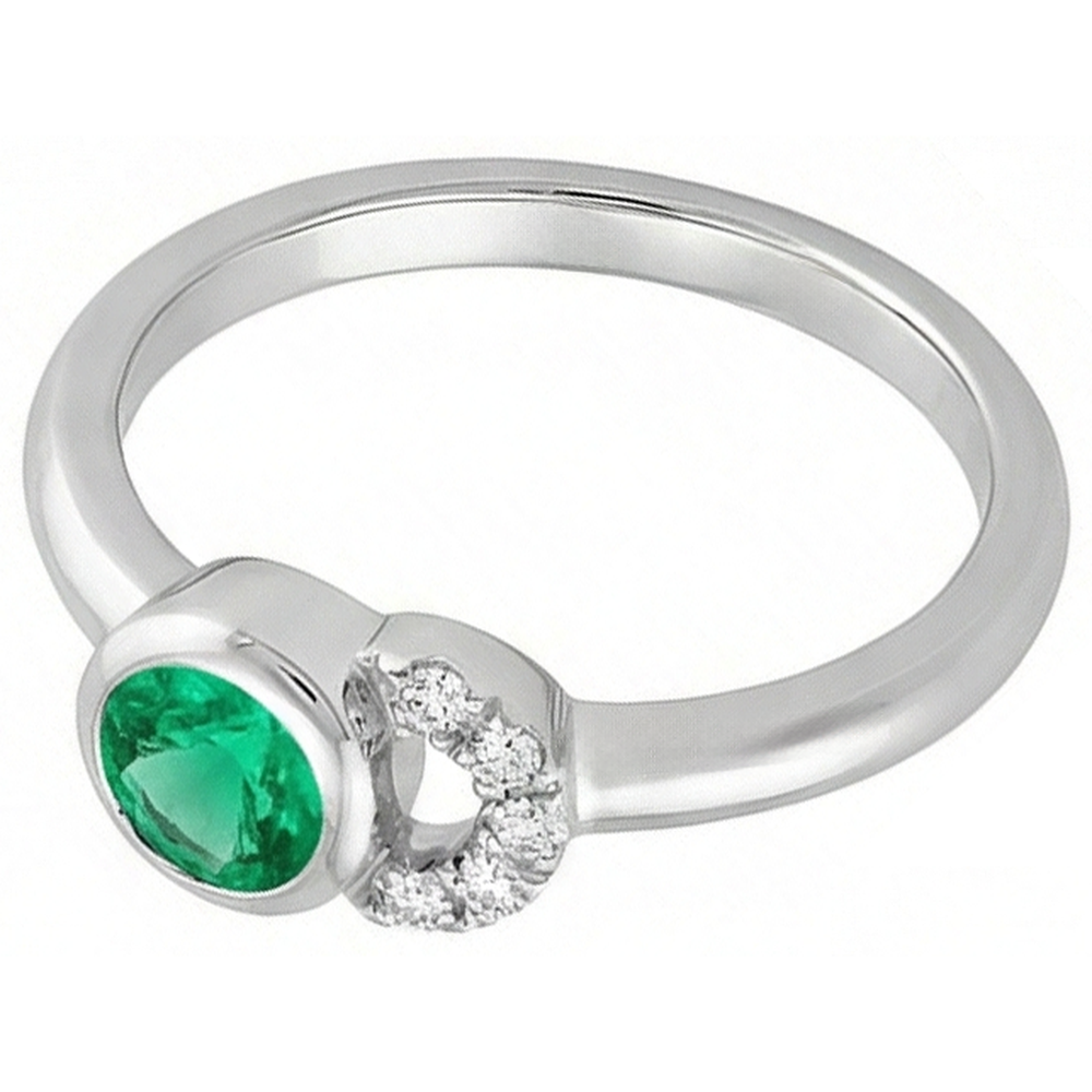 Émeraude Fine Bague avec Gemme 1-carats Or Blanc 14 Carats – vue d'angle