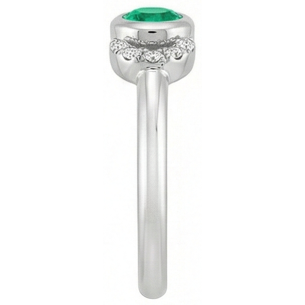 Émeraude Fine Bague avec Gemme 1 carats Or Blanc 14 Carats – vue de dessus