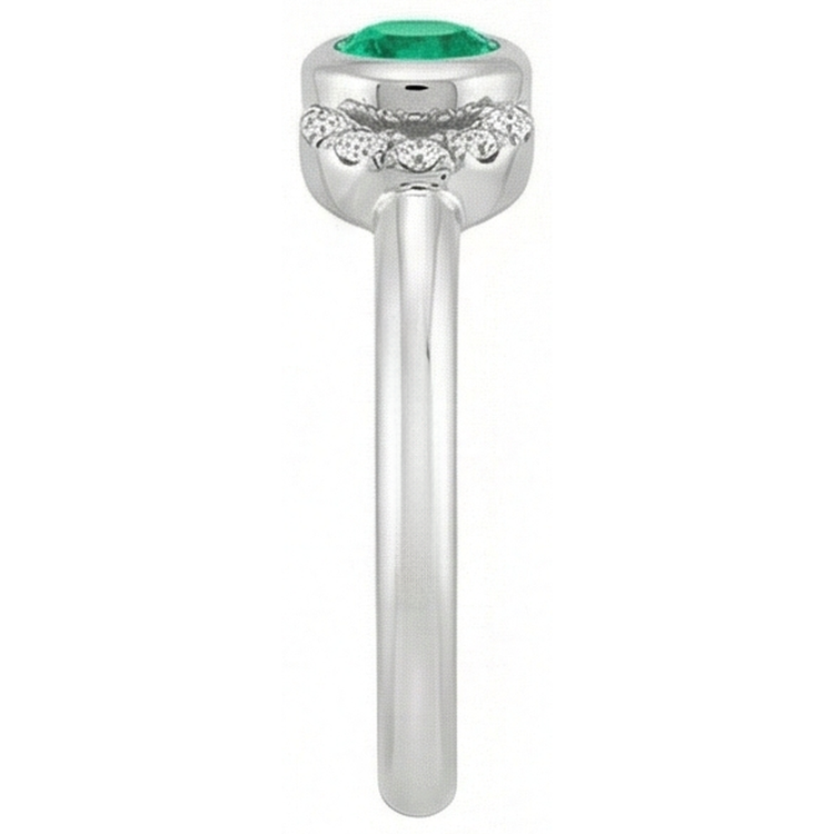 Émeraude Fine Bague avec Gemme 1 carats Or Blanc 14 Carats – vue de dessus