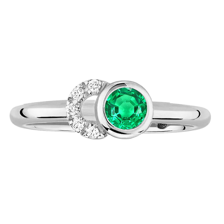 Émeraude Fine Bague avec Gemme 1 carats Or Blanc 14 Carats – vue principale