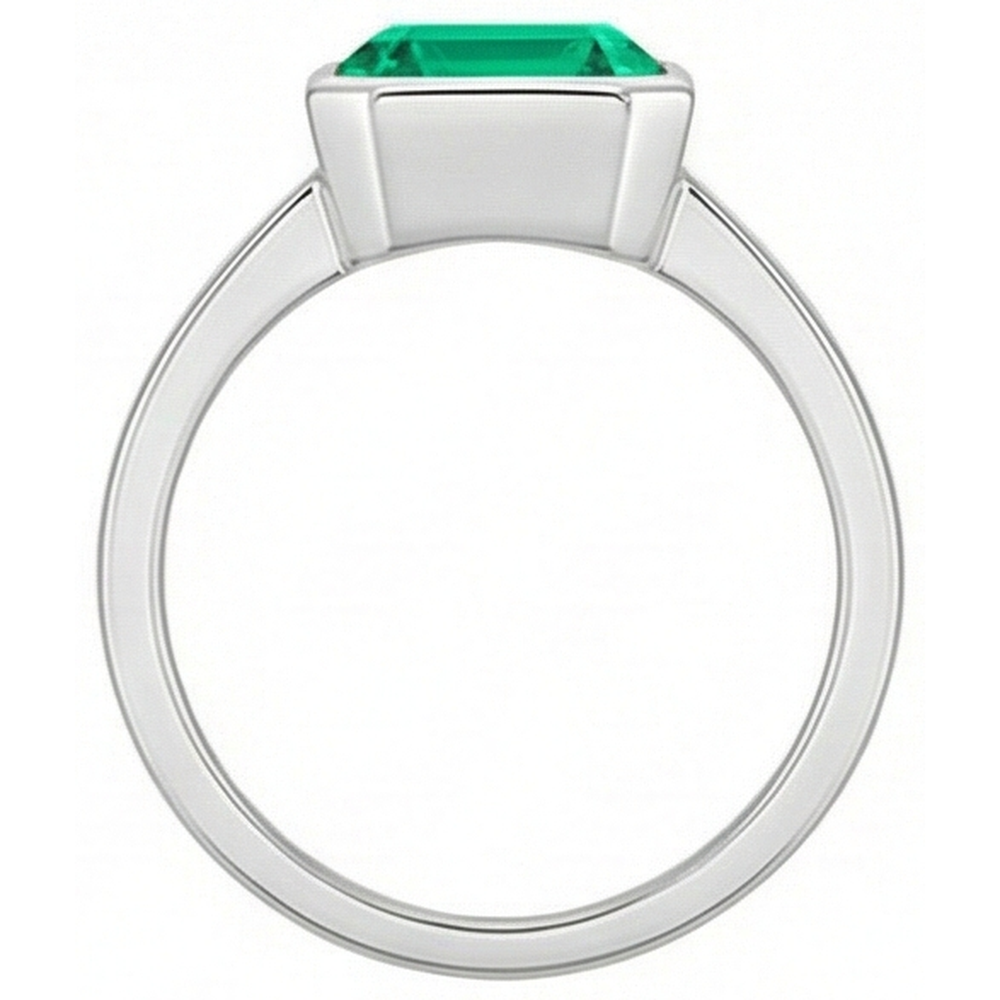 Émeraude Fine Asscher Bague avec Gemme en Or Blanc 14 Carats – vue de dessus
