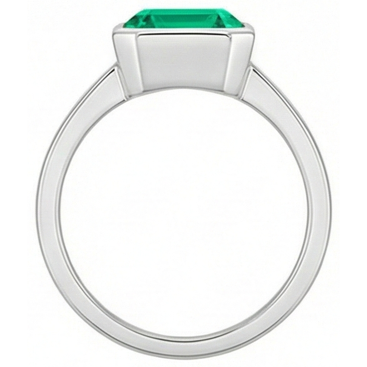 Émeraude Fine Asscher Bague avec Gemme en Or Blanc 14 Carats – vue de dessus