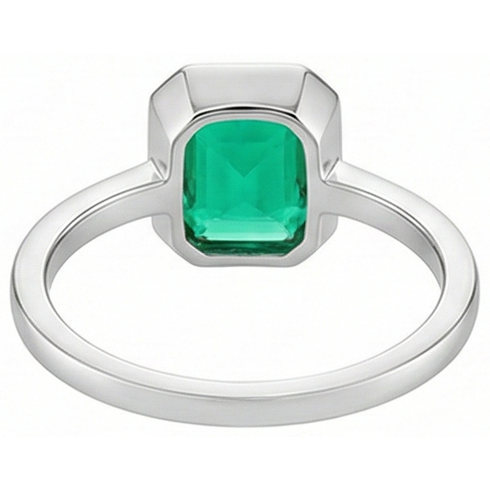 Émeraude Fine Bague avec Gemme 2-carats Or Blanc 14 Carats – vue arrière