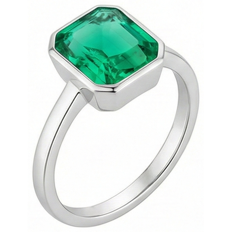 Émeraude Fine Bague avec Gemme – vue de face