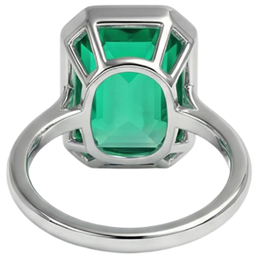 Taille Émeraude Émeraude bague en Or Blanc 14 Carats – vue détaillée