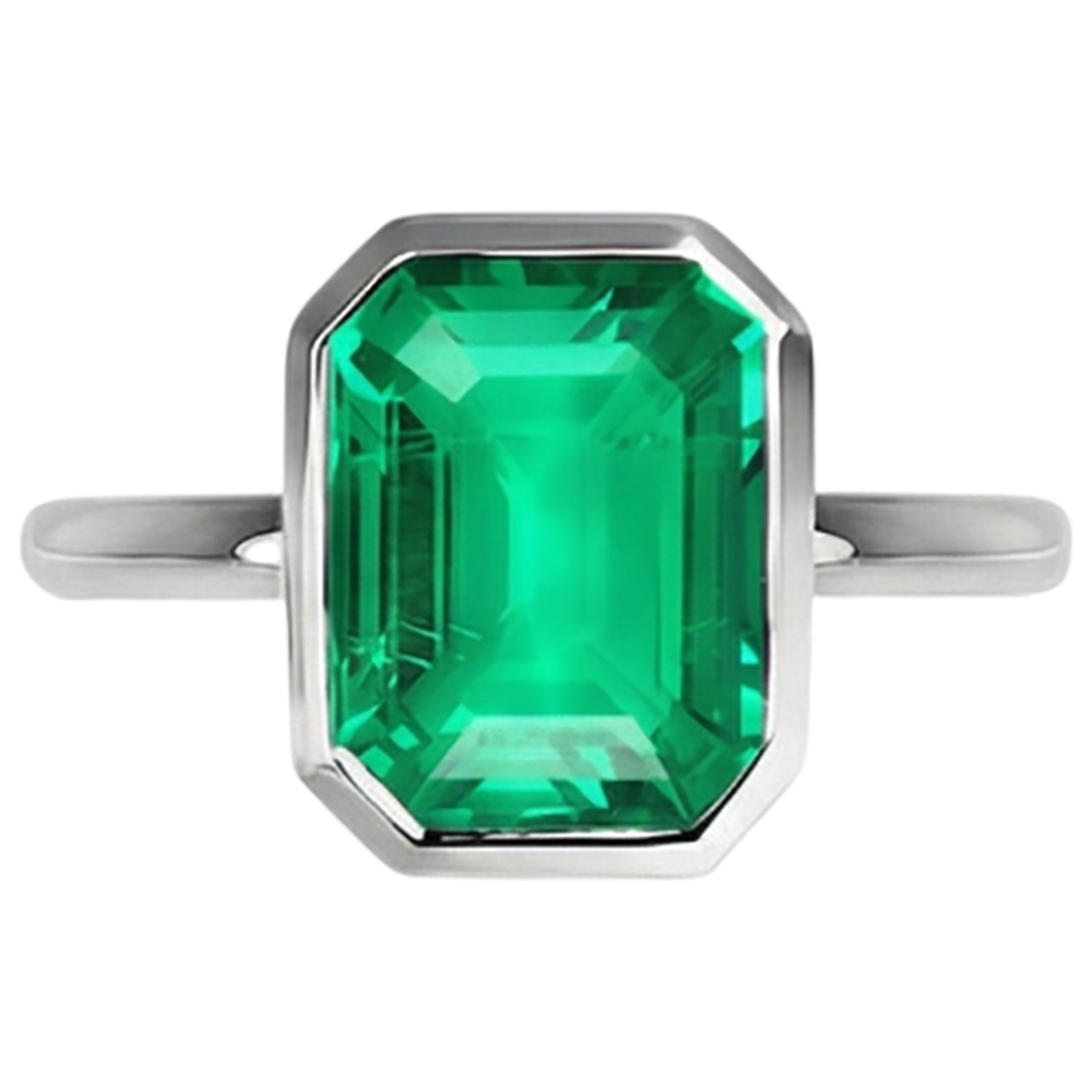 Émeraude Bague Pierre Précieuse 2 carats Or Blanc 14 Carats – vue de profil