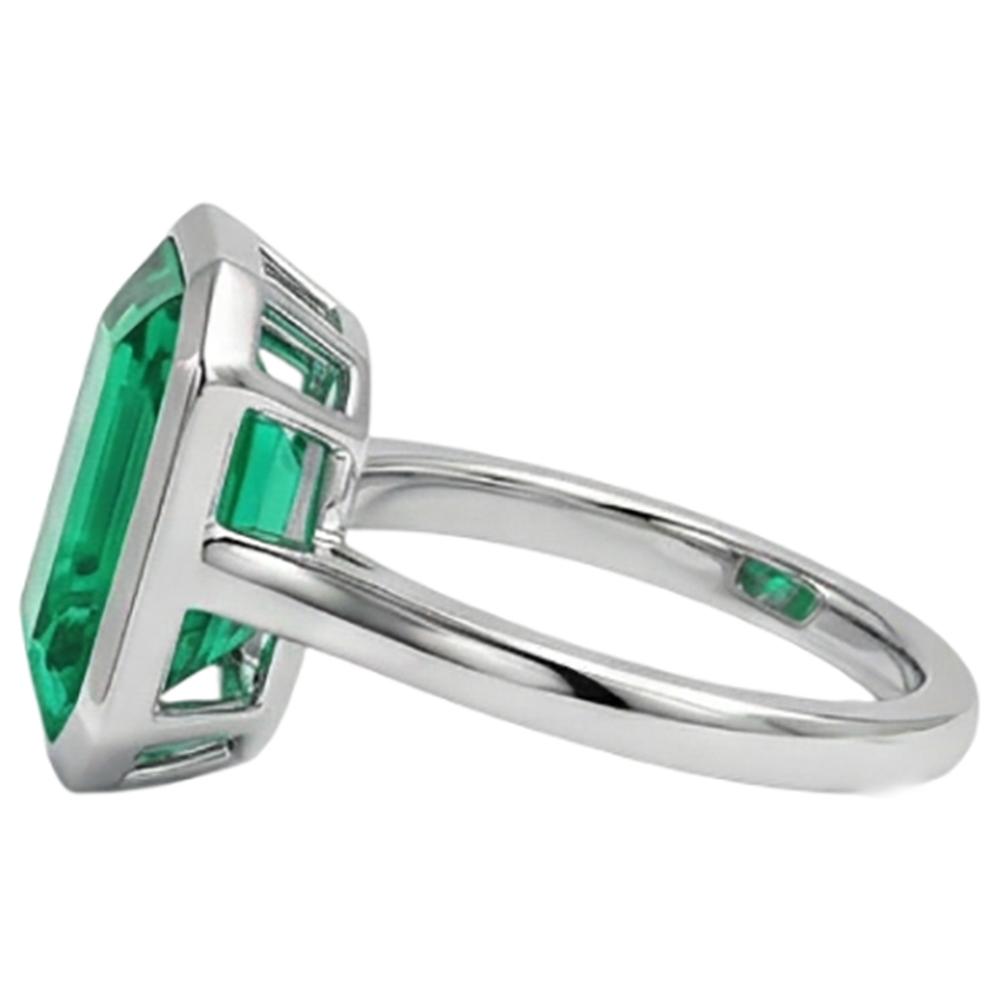 Émeraude Bague Pierre Précieuse 2-carats Or Blanc 14 Carats – vue de dessus