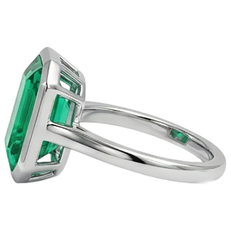 Émeraude Bague Pierre Précieuse 2-carats Or Blanc 14 Carats – vue de dessus