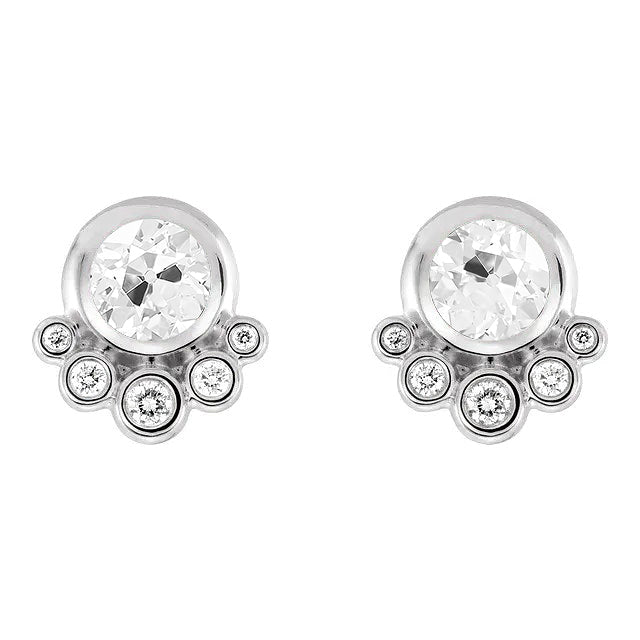 Brillant Boucles d'Oreilles 3,50-carats Or 14K Blanc – vue principale