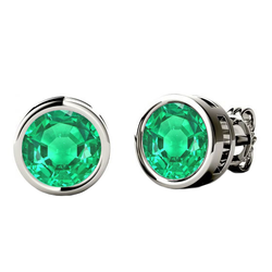 Sophistiqué Gemstone Earring avec Émeraude Colombienne Serti