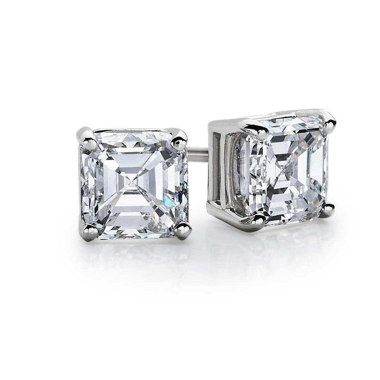 Big Asscher Cut Réel Diamond Stud Boucle D'Oreille 4 Carats Bijoux En Or Blanc