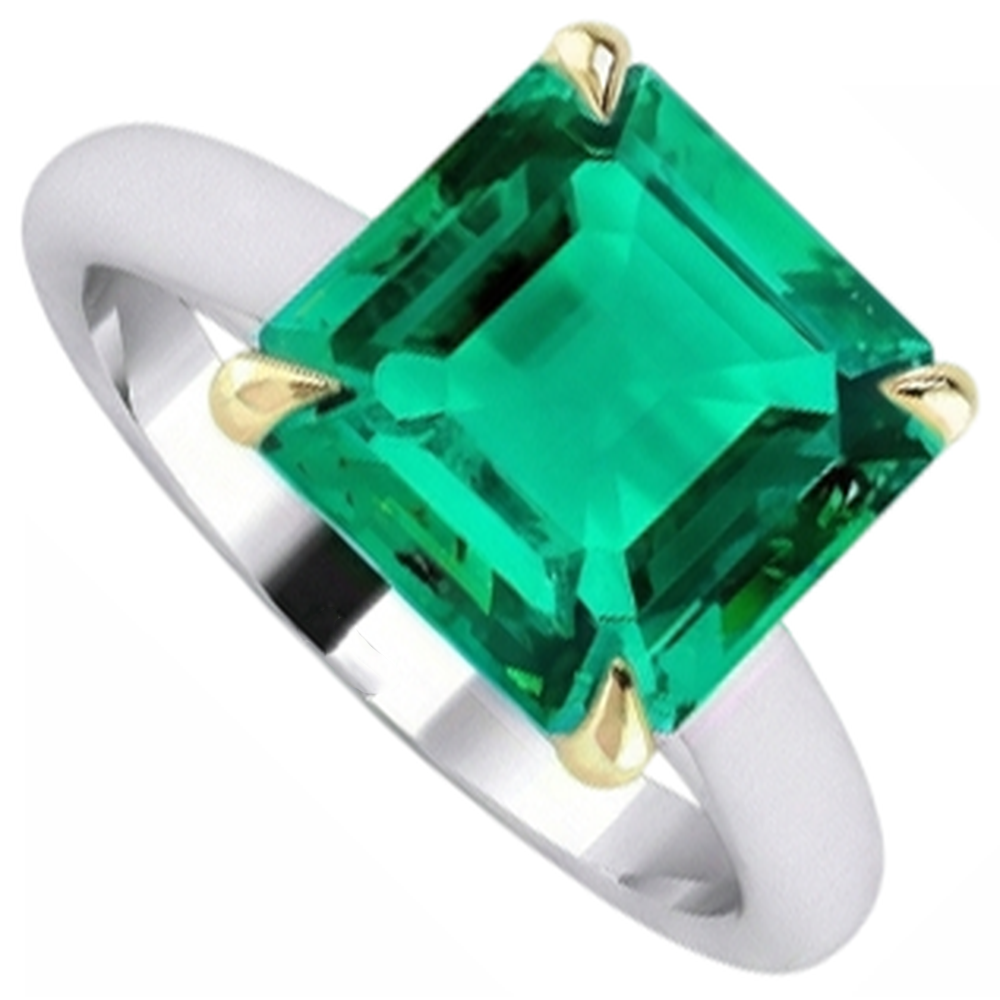 Sophistiqué Émeraude Bague avec Gemme 5 carats – vue de face