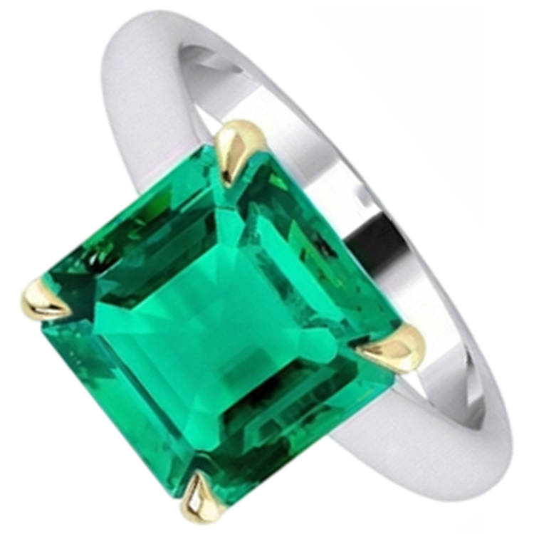 Sophistiqué Émeraude Bague avec Gemme 5 carats – vue de côté