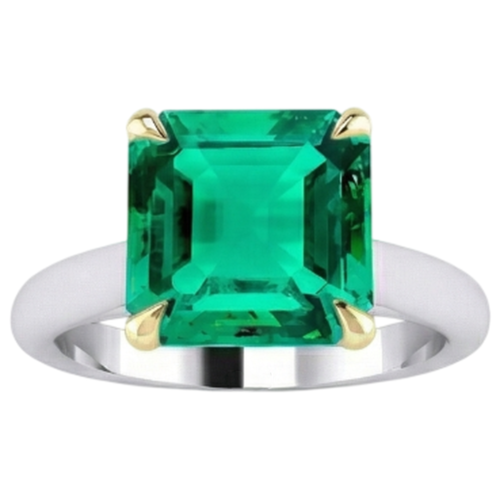 Émeraude Bague avec Gemme 5-carats Or Deux Tons 14 Carats – vue d'angle