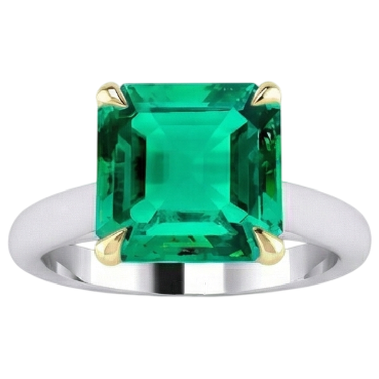 Émeraude Bague avec Gemme 5-carats Or Deux Tons 14 Carats – vue d'angle