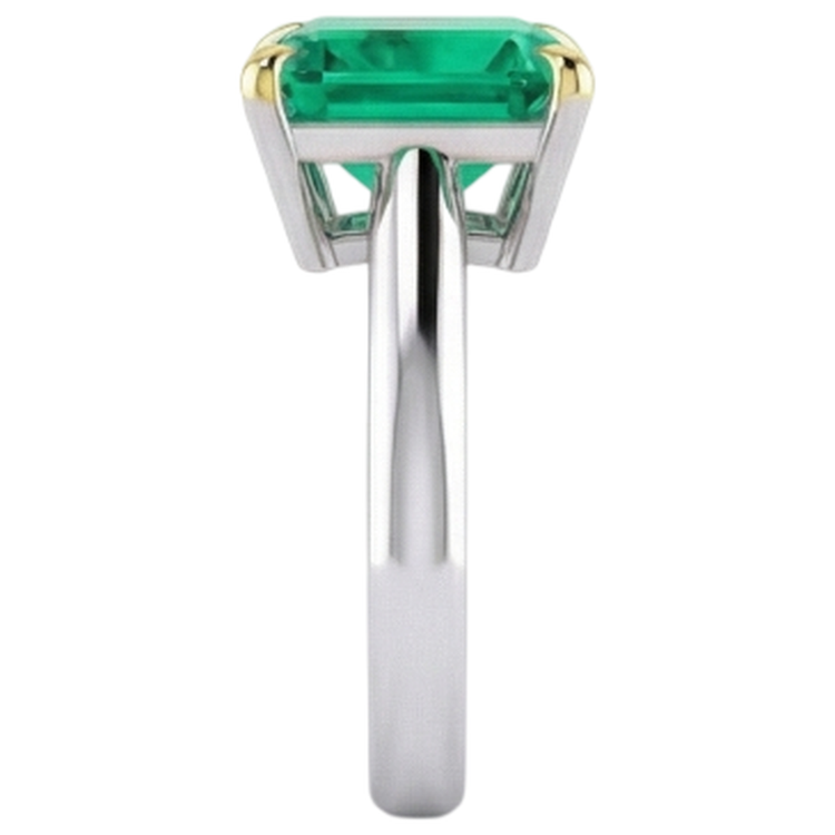 Émeraude Asscher Bague avec Gemme en Or Deux Tons 14 Carats – vue de dessus