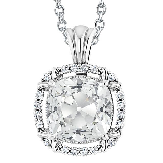 Big Halo Coussin Vieux Pendentif Naturel Diamant Européen 7 Carats Glissez Avec Prudence