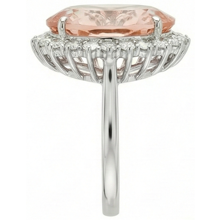 Morganite Bague Pierre Précieuse 18,50-carats Or 14K Blanc – vue de profil