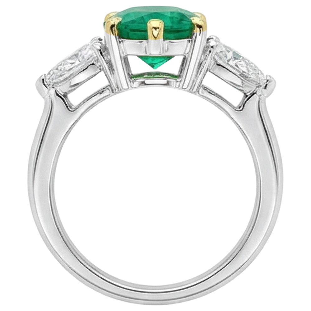 Bague Pierre Précieuse Or Bicolore 14 Carats avec Émeraude Colombienne – vue de dessus