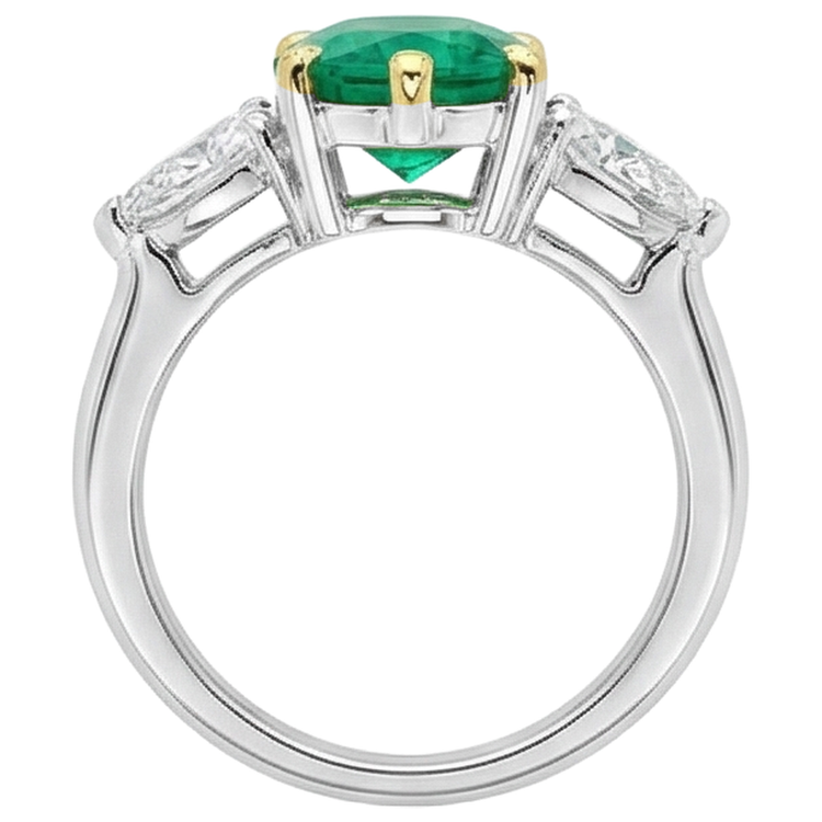 Bague Pierre Précieuse Or Bicolore 14 Carats avec Émeraude Colombienne – vue de dessus