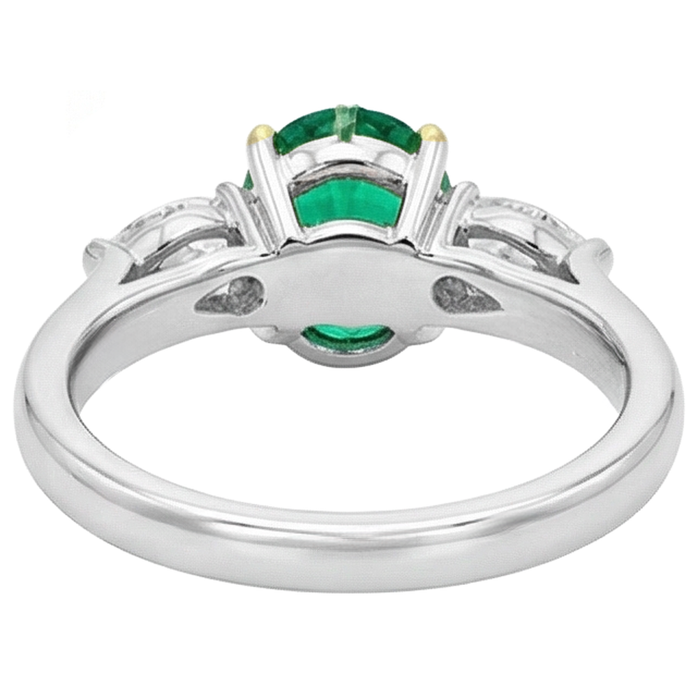 Bague Pierre Précieuse Or Bicolore 14 Carats avec Émeraude Colombienne – vue arrière