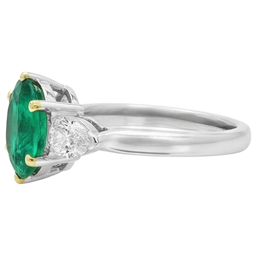 Brillant Émeraude Colombienne Bague Pierre Précieuse 4 carats – vue de profil