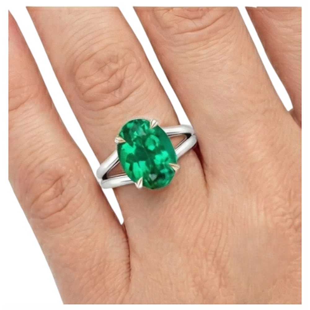 Émeraude Fine Bague avec Gemme – vue arrière