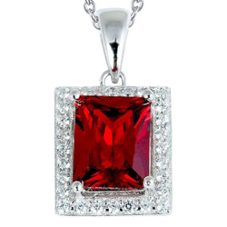 Big Radiant Cut Rubis Avec Pendentif Diamant Femme Bijoux En Or 8.50 Ct.
