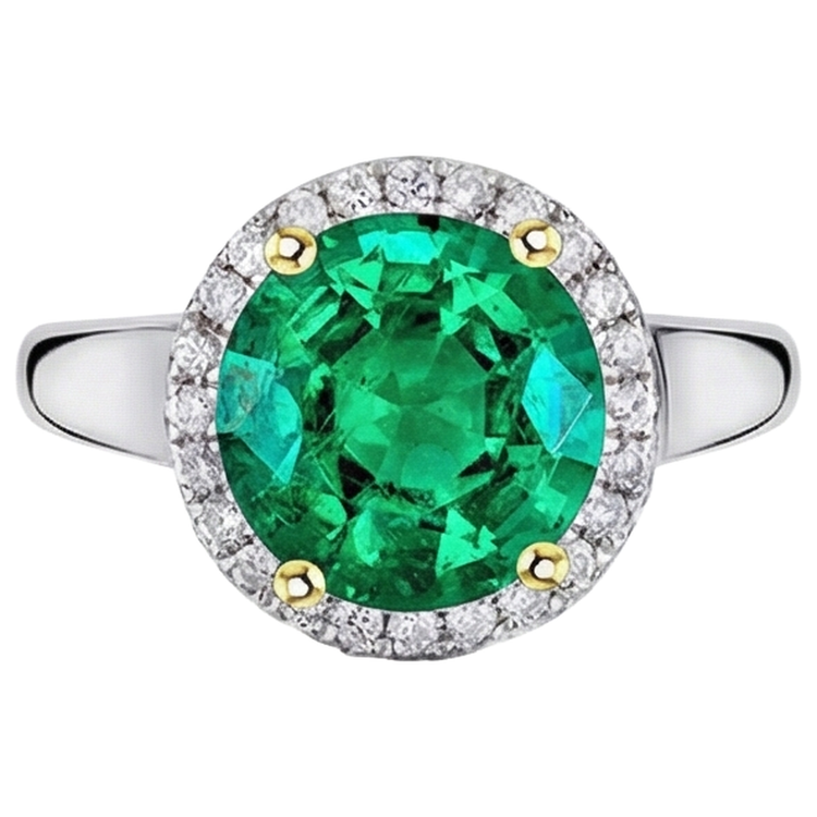 Émeraude Colombienne Bague avec Gemme – vue de face