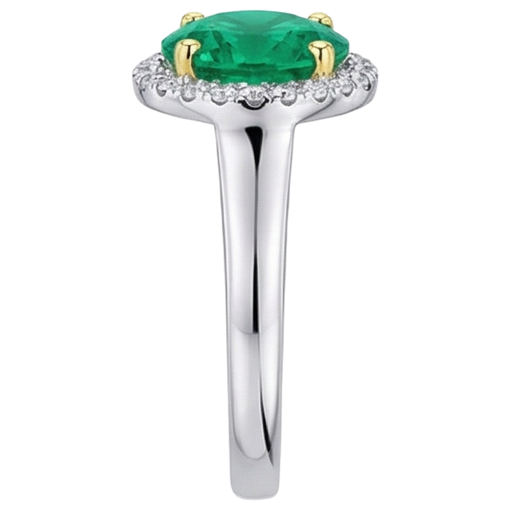 Émeraude Colombienne Bague avec Gemme 4-carats Or Bicolore 14 Carats – vue de profil