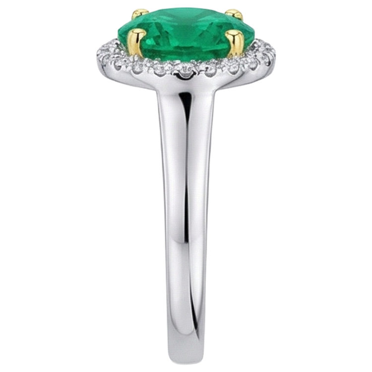Émeraude Colombienne Bague avec Gemme 4-carats Or Bicolore 14 Carats – vue de profil