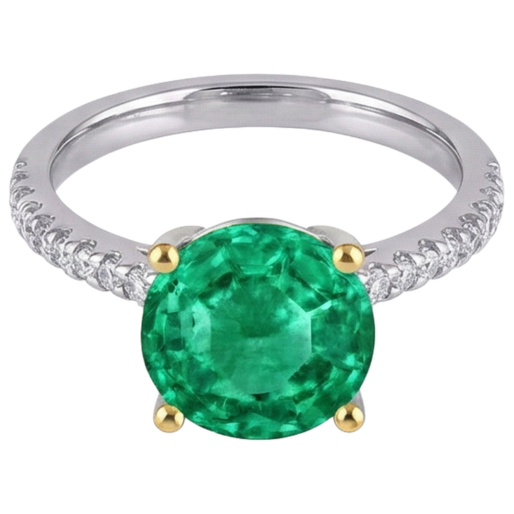 Émeraude Fine Bague Pierre Précieuse – vue d'angle