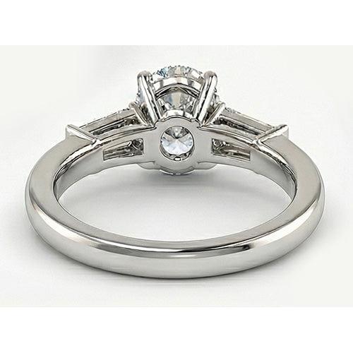 Diamant Bague Trois Pierres 3 carats Or Blanc 14 Carats – vue de profil