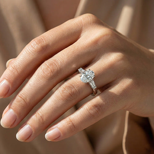 Luxueux Bague Trois Pierres 3 carats – vue de dessus