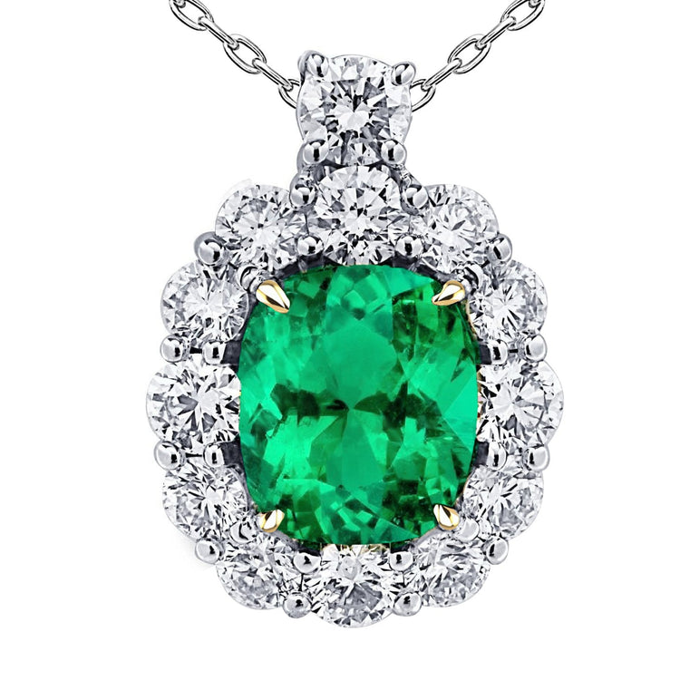 Émeraude Colombienne Pendentif Pierre Précieuse 6 carats Or Bicolore 14 Carats – vue principale