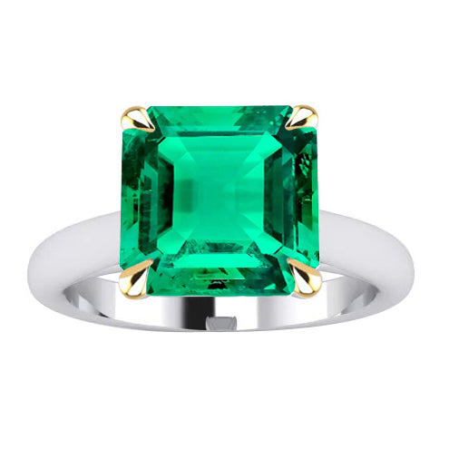 Émeraude Bague avec Gemme 5-carats Or Deux Tons 14 Carats – vue principale