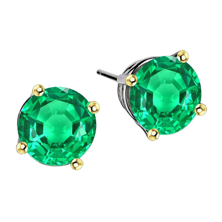 Émeraude Colombienne Gemstone Earring 4-carats Or Bicolore 14 Carats – vue principale